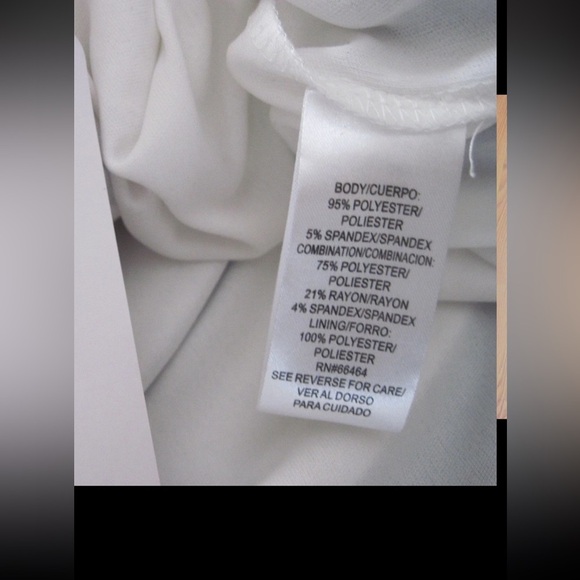 SANDRA DARREN NAVY & WHITE  Sheath Dress,Drape Front, 3/4" slv Size 12 - Picture 6 of 6